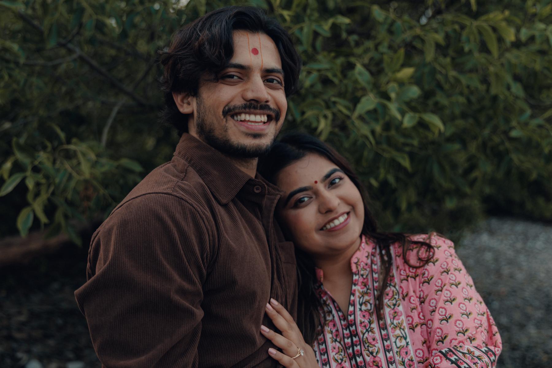 The couple, photographed on the morning of the proposal